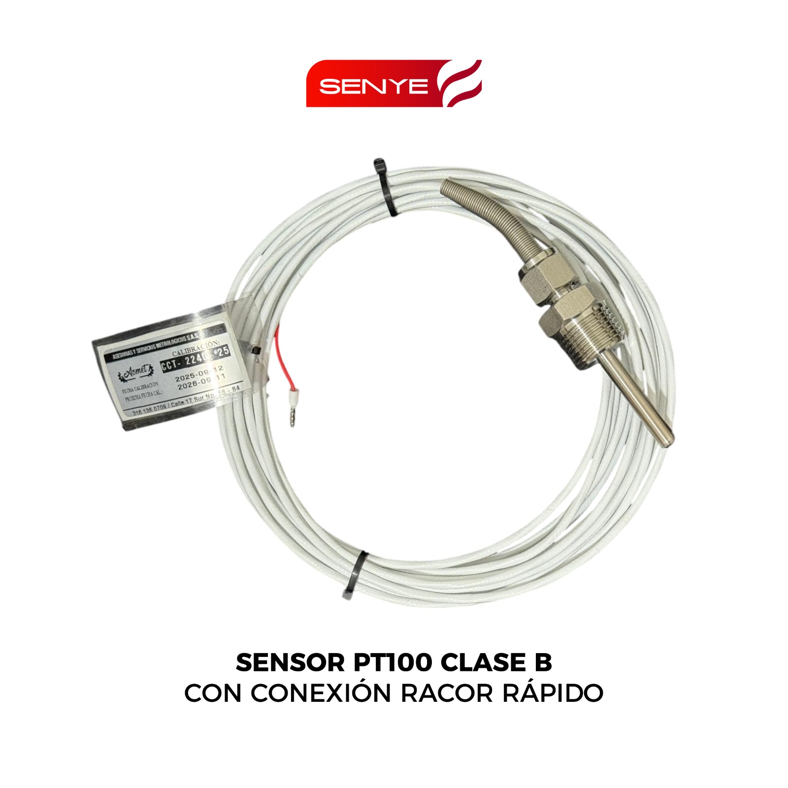 Sensor PT100 Clase B con conexión racor rápido